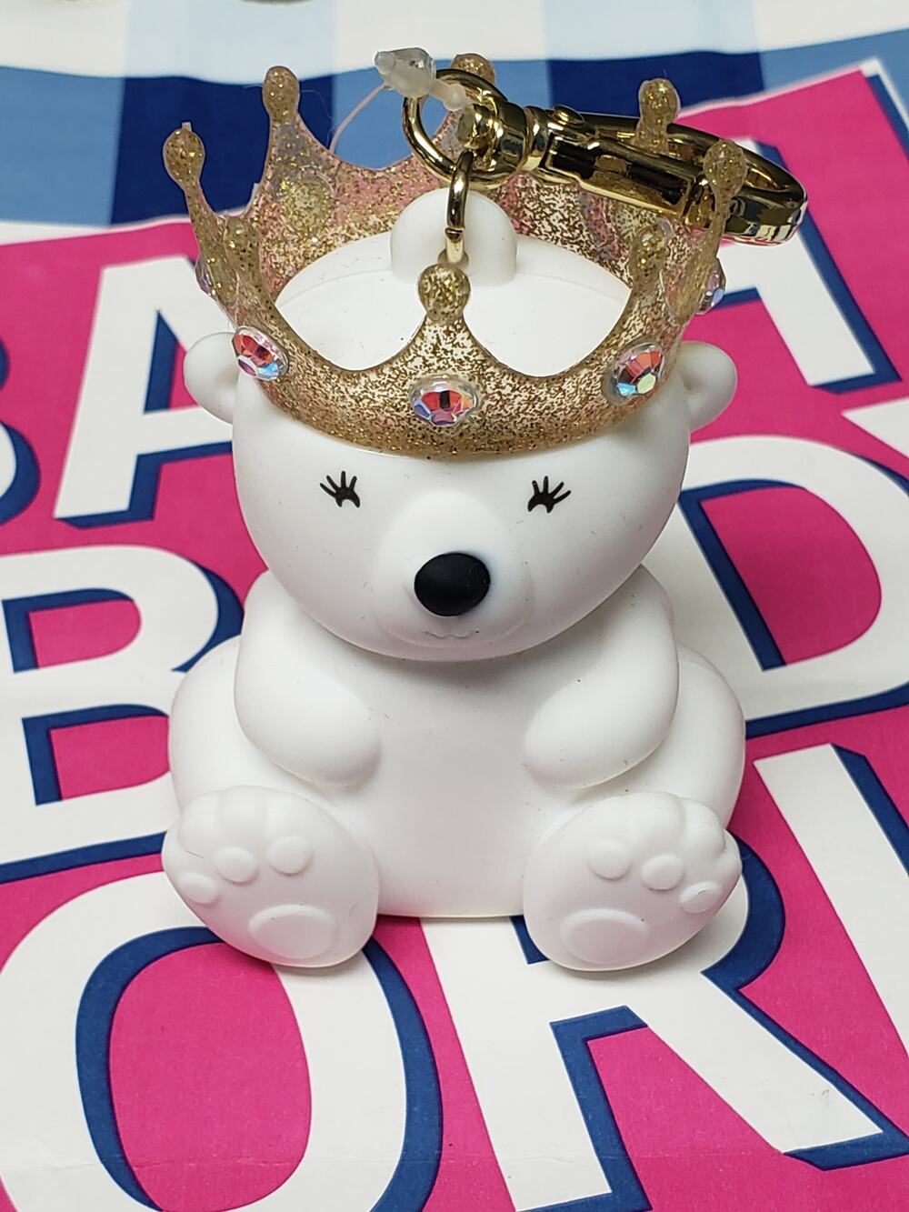 BBW Crowned Polar Bear PocketBac Holder Backpack Purse Bag Luggage Keychain